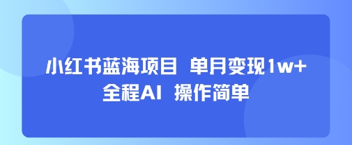 小红书蓝海项目：AI辅助，单月收益1万+，操作简便-网赚项目资源库