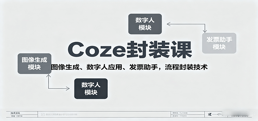 Coze封装课程:图像生成、数字人应用、发票助手及流程封装技术-网赚项目资源库