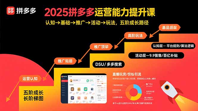 2025拼多多运营能力提升课程:五阶成长路径(认知→基础→推广→活动→玩法)-网赚项目资源库