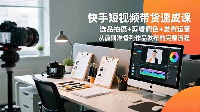 快手短视频带货速成课：选品、拍摄、剪辑、发布全流程指导-网赚项目资源库