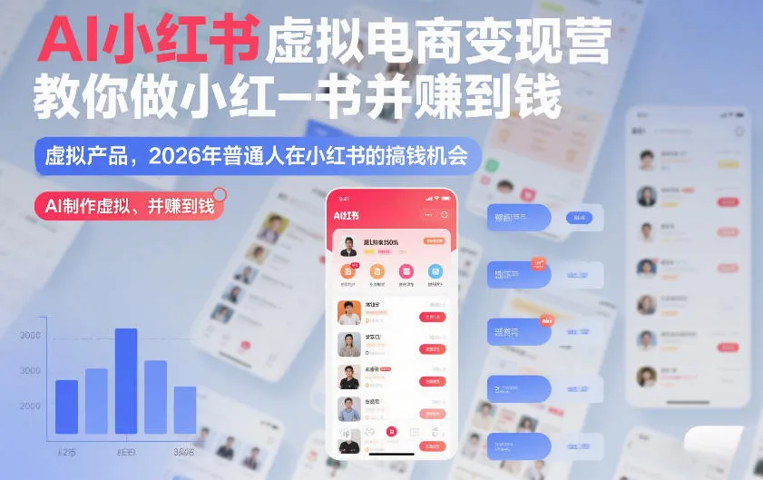 AI小红书虚拟电商变现营：2026年普通人在小红书赚钱指南（完结）-网赚项目资源库