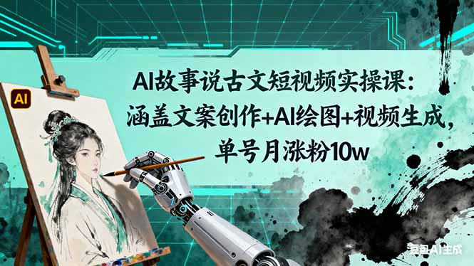 AI故事说古文短视频实操课：文案创作+AI绘图+视频生成，单号月涨粉10w-网赚项目资源库