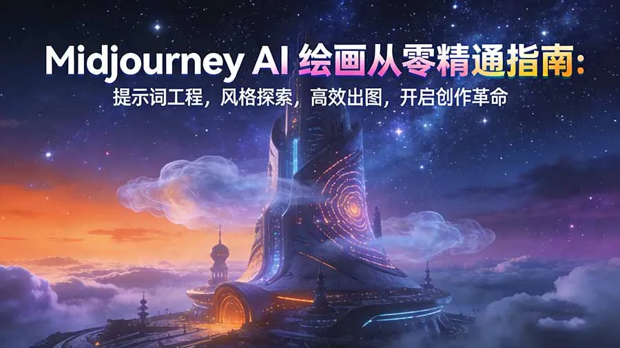 Midjourney AI绘画入门指南：提示词工程、风格探索与高效出图，开启创作革命-网赚项目资源库