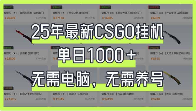 25年最新CSGO挂机系统，单日收益1000+，无需电脑，零基础可操作-网赚项目资源库