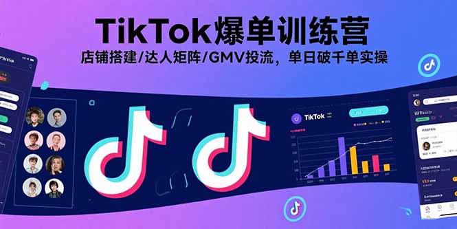 TikTok爆单训练营：店铺搭建、达人矩阵与GMV投流技巧，单日破千单实操指南-网赚项目资源库