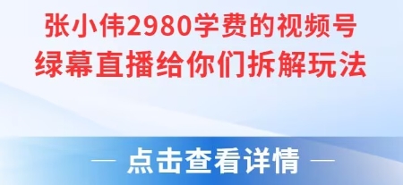 张小伟揭秘2980元视频号绿幕直播技巧-网赚项目资源库