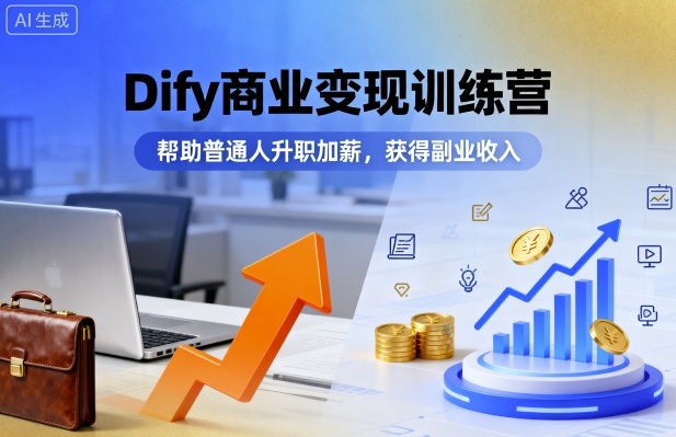 Dify商业变现训练营：普通人升职加薪、副业收入指南-网赚项目资源库