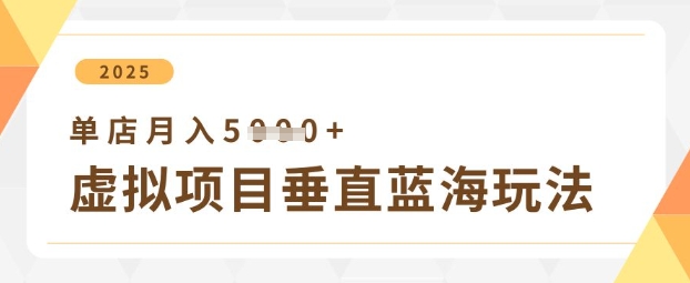 虚拟项目单店月入5k+的高效玩法-网赚项目资源库