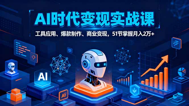 AI时代全场景实战课程:掌握工具应用、爆款制作与商业变现,月入2万+-网赚项目资源库