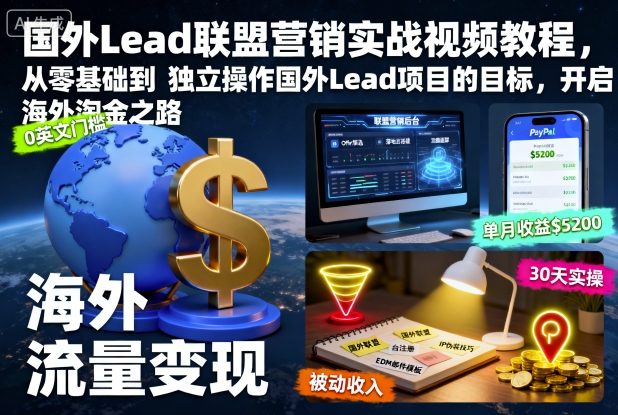 国外Lead联盟营销实战视频教程:零基础到独立操作,开启海外淘金之路-网赚项目资源库