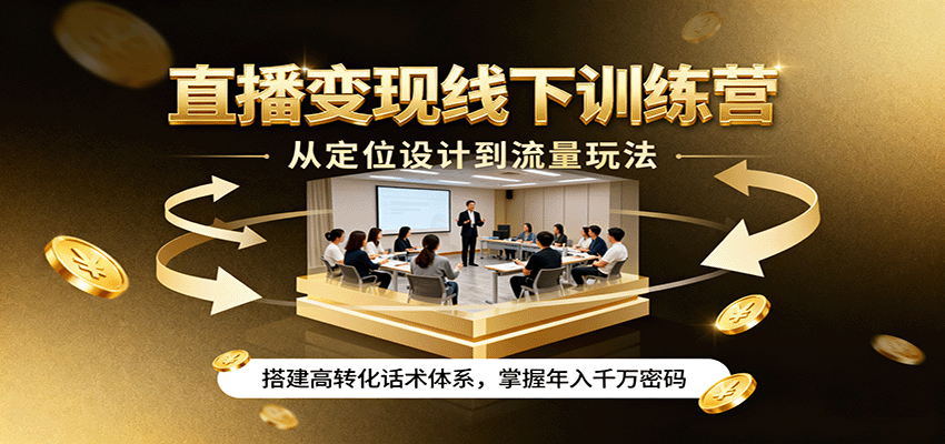 直播变现线下训练营:从定位到流量,打造高转化话术体系,掌握年入千万秘诀-网赚项目资源库