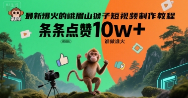 峨眉山猴子短视频制作教程，点赞破10w+！【教程+提示词】-网赚项目资源库