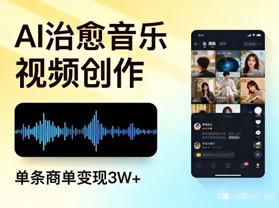 AI创作治愈音乐视频，多平台推广，单条视频3万+收益-网赚项目资源库