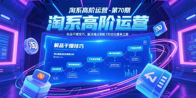 淘系高阶运营第70期：标品干爆技巧与解决难点策略，大佬操盘方法-网赚项目资源库