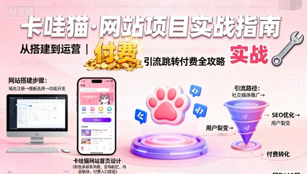 卡哇猫网站项目:搭建、运营与引流策略-网赚项目资源库