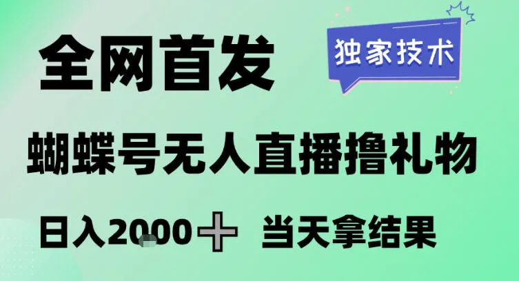 2026年最新蝴蝶号无人直播掘金技术,小白一个月收益3W,长期稳定可做【揭秘】-网赚项目资源库