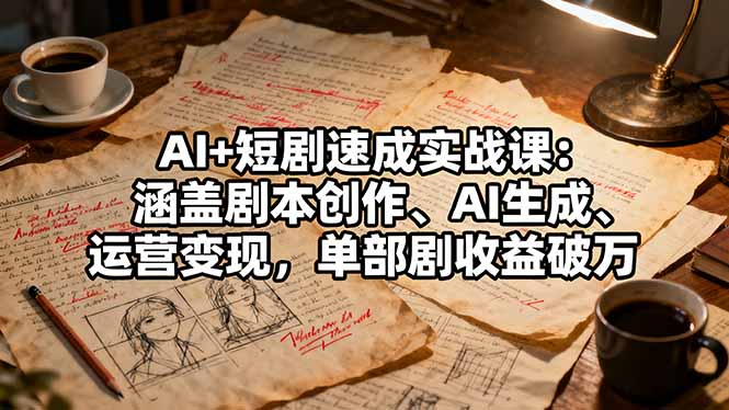AI短剧速成实战课：剧本创作、AI生成与运营变现，单部剧收益破万-网赚项目资源库
