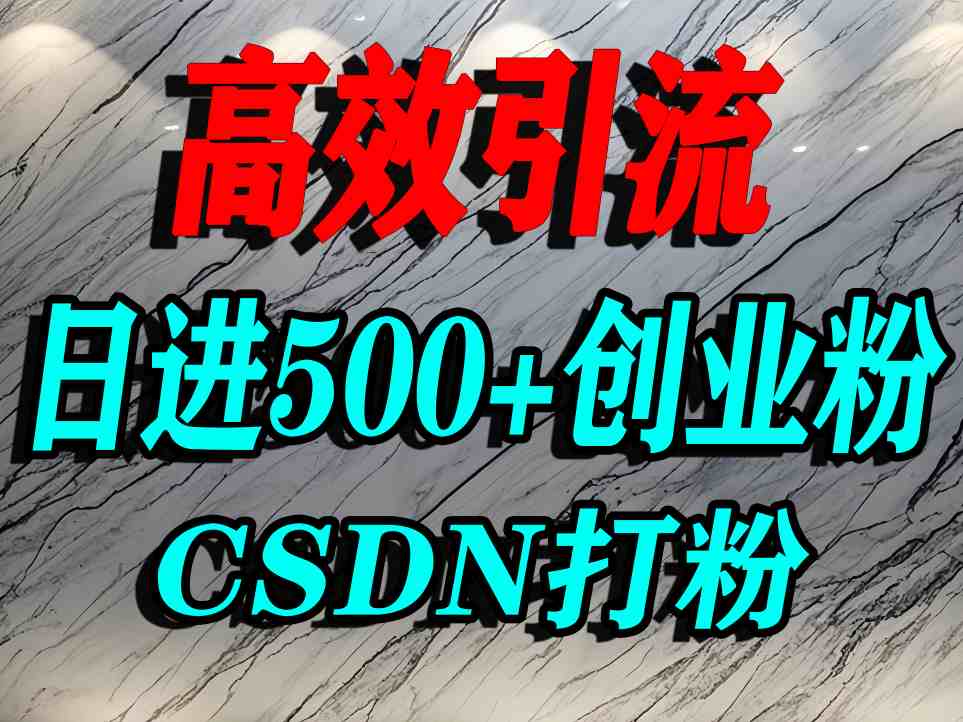 揭秘：CSDN独家打粉引流技巧，单日吸引500+精准流量-网赚项目资源库