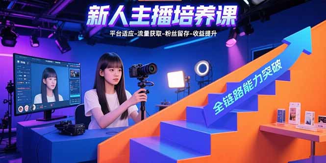 新人主播成长课程:平台适应、流量获取、粉丝留存与收益提升全链路能力突破-网赚项目资源库