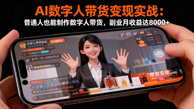 AI数字人带货变现：普通人如何制作并实现月入8000+的副业-网赚项目资源库