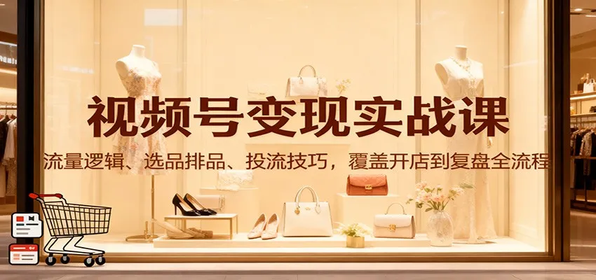 视频号变现实战课程:从开店到复盘的全流程,掌握流量逻辑、选品排品及投流技巧-网赚项目资源库