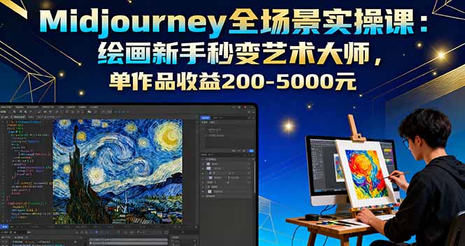 Midjourney全场景绘画课：新手变大师，单作品收益200-5000元-网赚项目资源库