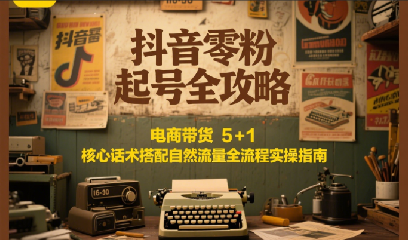 抖音零粉丝起号全攻略：电商带货5+1核心话术搭配自然流量全流程实操指南-网赚项目资源库