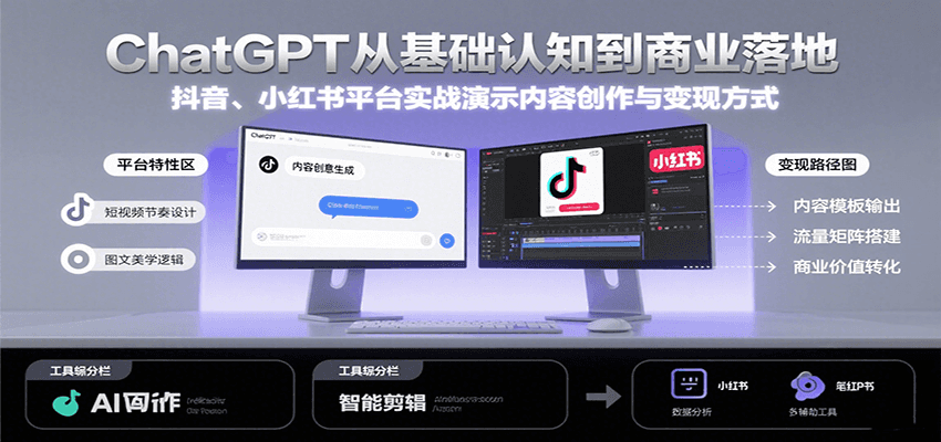 ChatGPT实战教程：抖音、小红书内容创作与变现策略-网赚项目资源库