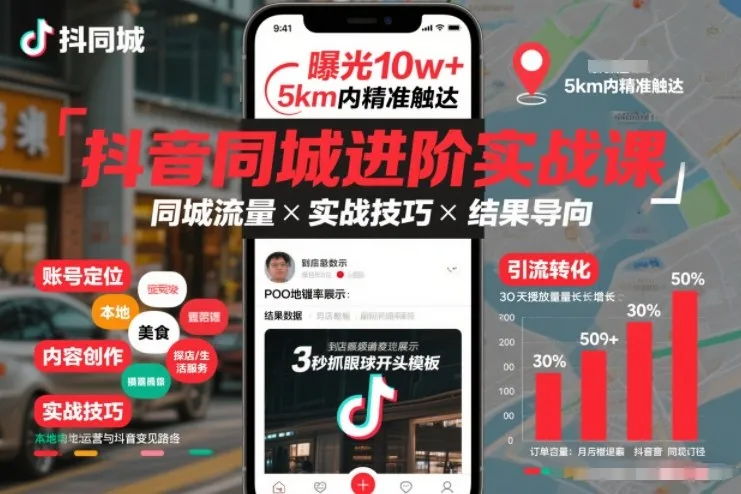 抖音同城流量获取实战课程，助你提升同城曝光效果-网赚项目资源库