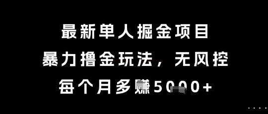 揭秘：最新单人掘金项目，无风控月入5k+-网赚项目资源库