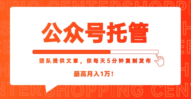 【公众号文章托管】我提供文章，你每天仅需5分钟复制发布，最高月入1万-网赚项目资源库