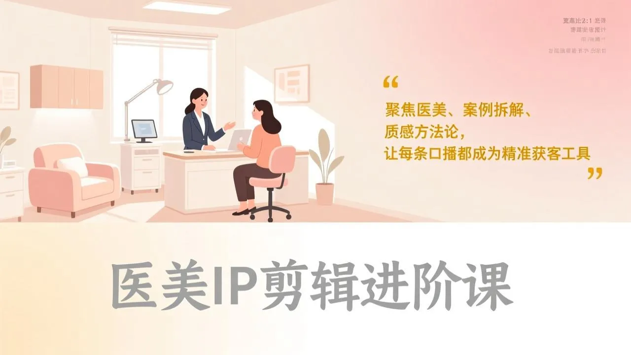 医美IP剪辑进阶课：案例拆解与质感方法论，提升口播精准获客能力-网赚项目资源库