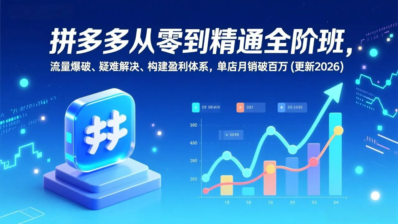 拼多多全阶班：流量提升、疑难解答，打造盈利模式，单店月销破百万-网赚项目资源库