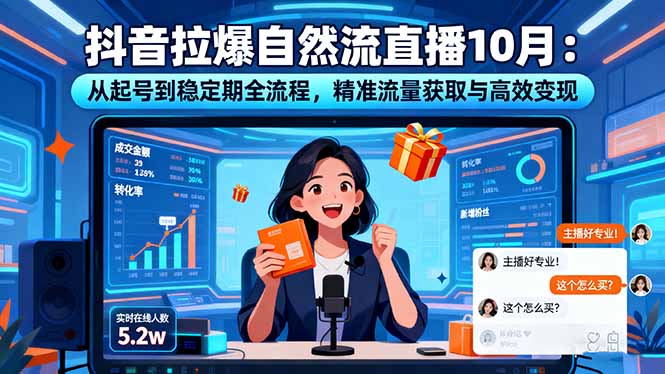 抖音自然流量直播10月全攻略：起号到变现，精准引流与高效变现技巧-网赚项目资源库