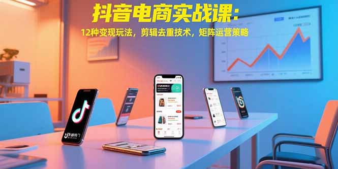 抖音电商高效课程:揭秘12种盈利策略,剪辑去重技术及矩阵运营技巧-网赚项目资源库