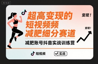 抖音减肥账号变现实战训练营：超高收益短视频策略-网赚项目资源库