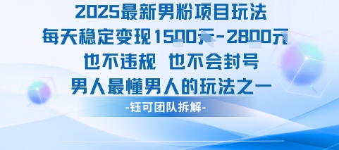 2025年最新男性粉丝项目，日赚1k+，合法无封号，懂男人的赚钱技巧-网赚项目资源库