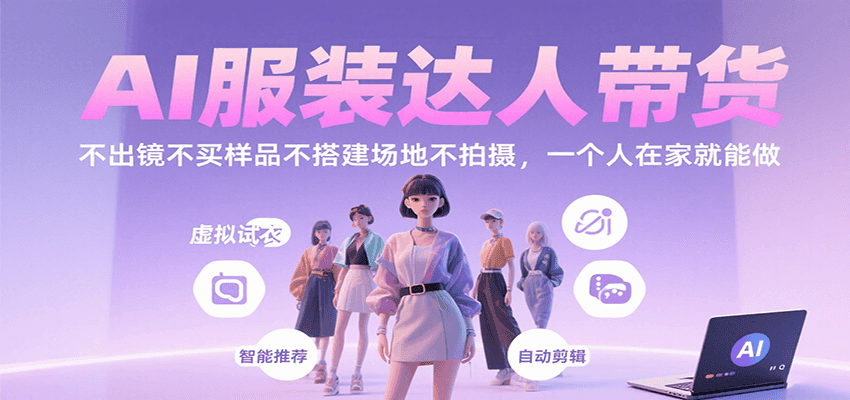AI服装达人在家带货，无需出镜、买样品或搭建场地，轻松实现-网赚项目资源库