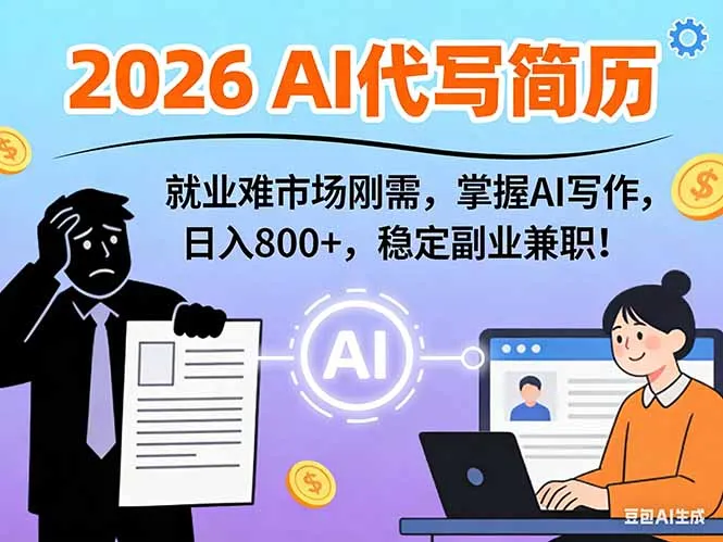 AI代写简历月入1-3万实战教程，2026年市场刚需！-网赚项目资源库
