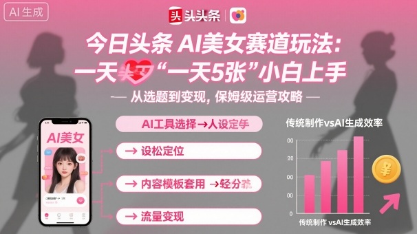 今日头条AI美女赛道玩法，一天轻松5张，小白轻松上手-网赚项目资源库