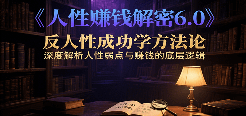 揭秘人性赚钱术6.0:反人性成功学方法论,深度剖析人性弱点与赚钱底层逻辑-网赚项目资源库