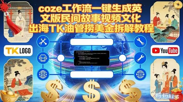 Coze扣子工作流一键生成英文版民间故事视频，文化出海TK油管捞美金拆解教程-网赚项目资源库