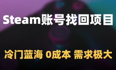 Steam账号找回项目：冷门蓝海市场，0成本高需求-网赚项目资源库