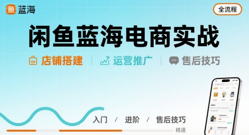 闲鱼蓝海电商实战：从店铺搭建到运营售后全流程指南-网赚项目资源库