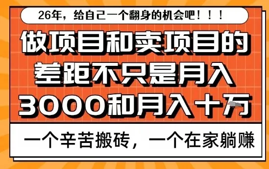 揭秘：为何卖项目轻松月入10万，而做项目却赚不到钱？-网赚项目资源库
