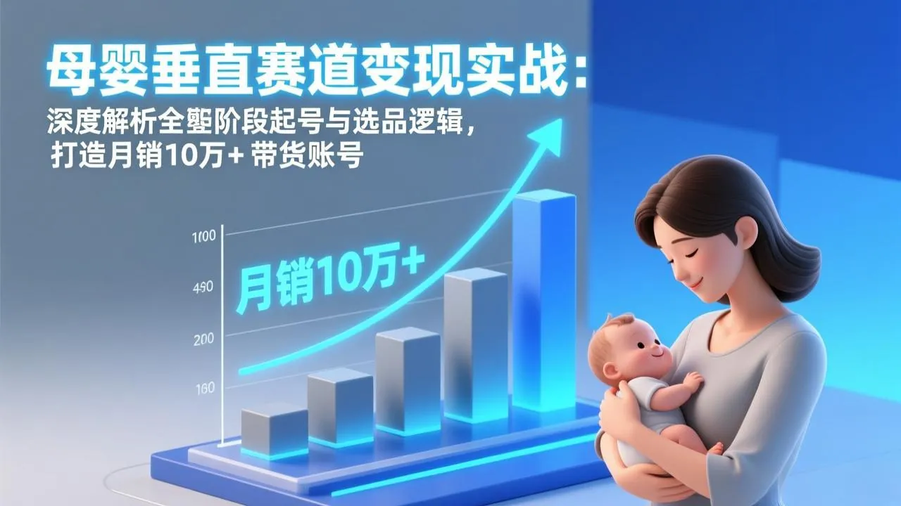 母婴垂直赛道变现实战：揭秘起号与选品，打造月销10万+带货账号-网赚项目资源库