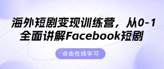 海外短剧变现训练营：全面解析Facebook短剧从0到1-网赚项目资源库