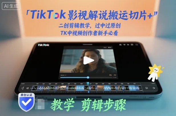 TikTok影视解说搬运与剪辑教程，新手必看TK中视频创作-网赚项目资源库