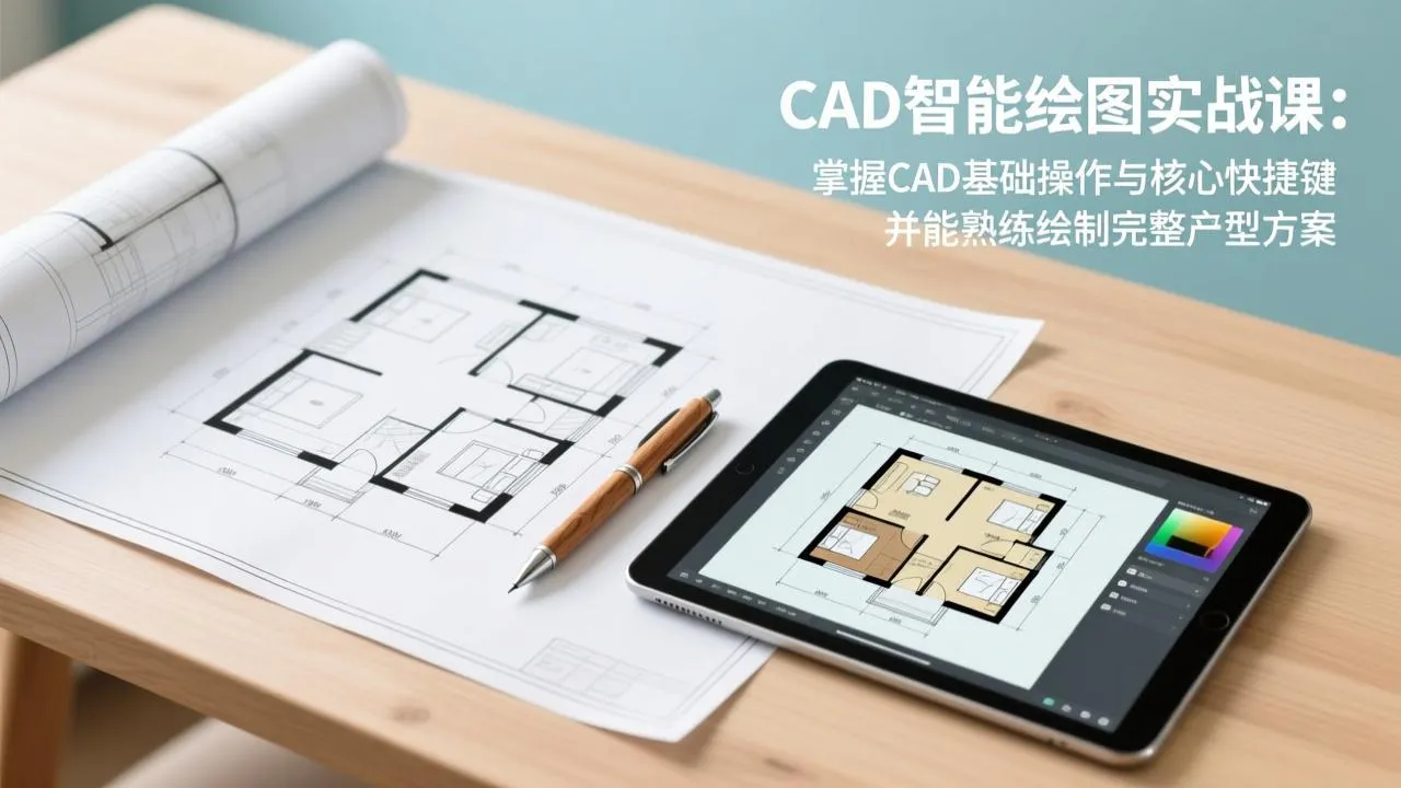 CAD智能绘图实战课程：掌握基础操作与核心快捷键，绘制完整户型方案-网赚项目资源库