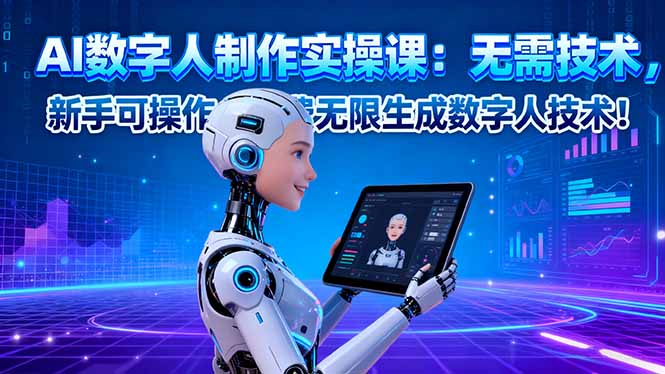 AI数字人制作实操课：零基础入门，免费无限生成数字人技术！-网赚项目资源库